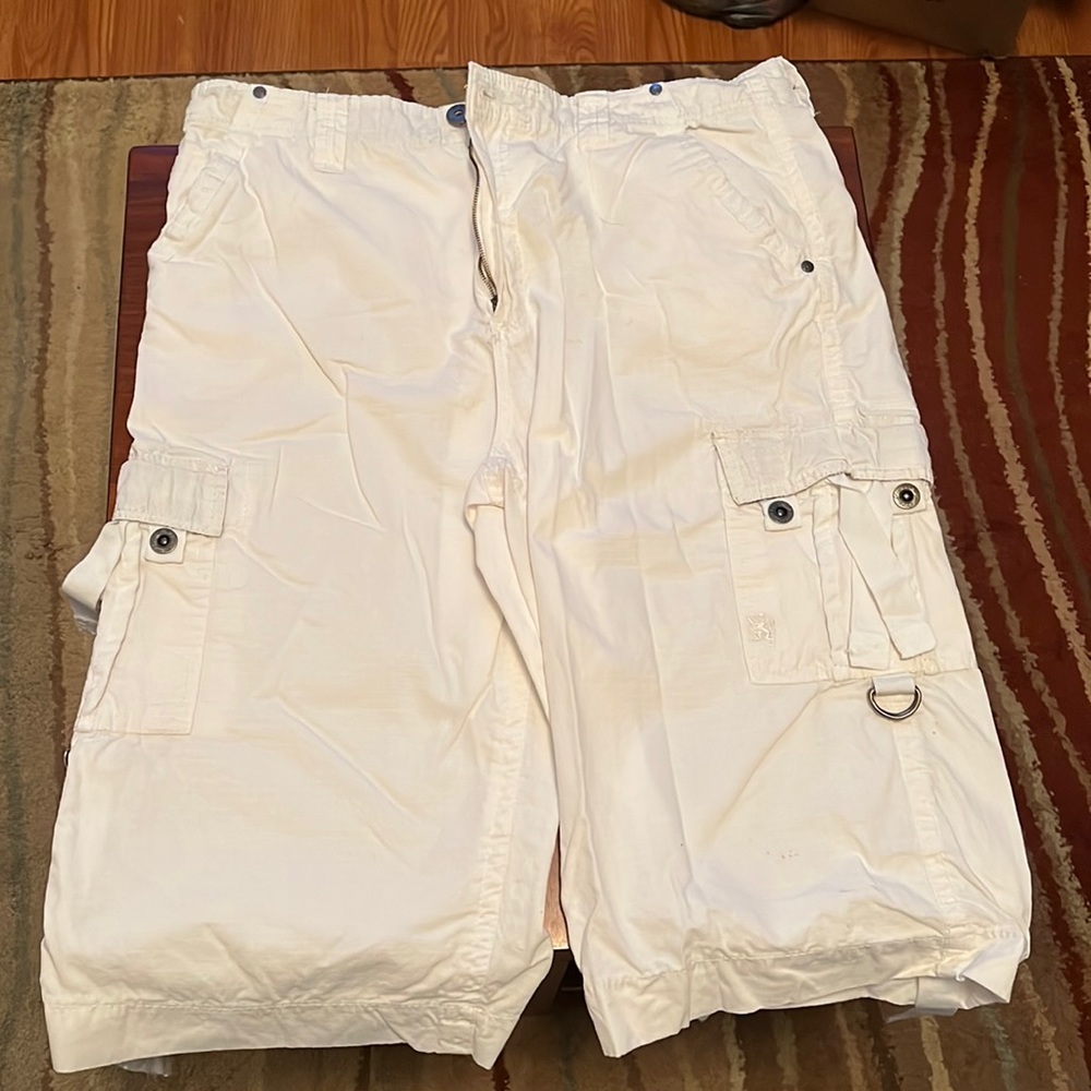 White Mens Cargo Capris